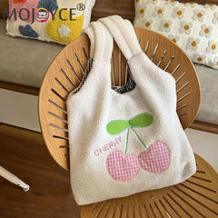 Cherry Cartoon Underarm Bag Fluffy Soft Casual