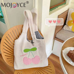Cherry Cartoon Underarm Bag Fluffy Soft Casual