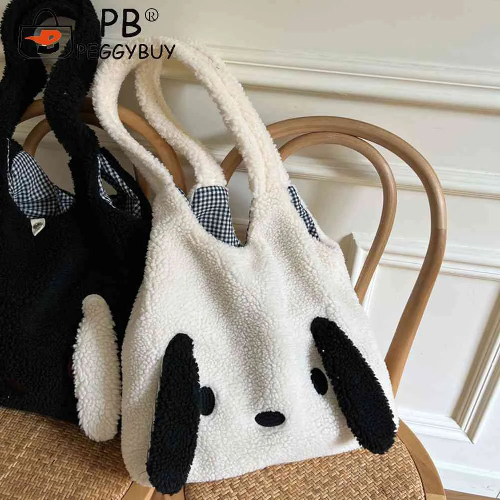 Fluffy Female Underarm Bag Animal Pattern Large Capacity Soft