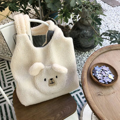 Fluffy Underarm Bag Large Capacity Bear Pattern Casual for Holiday Party