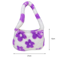 Flower Bear Pattern Shoulder Bag Autumn Winter Plush Small Bag