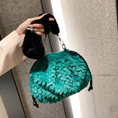 Plush Fur Shoulder Bag Winter Women's Bag Small Tote Bag