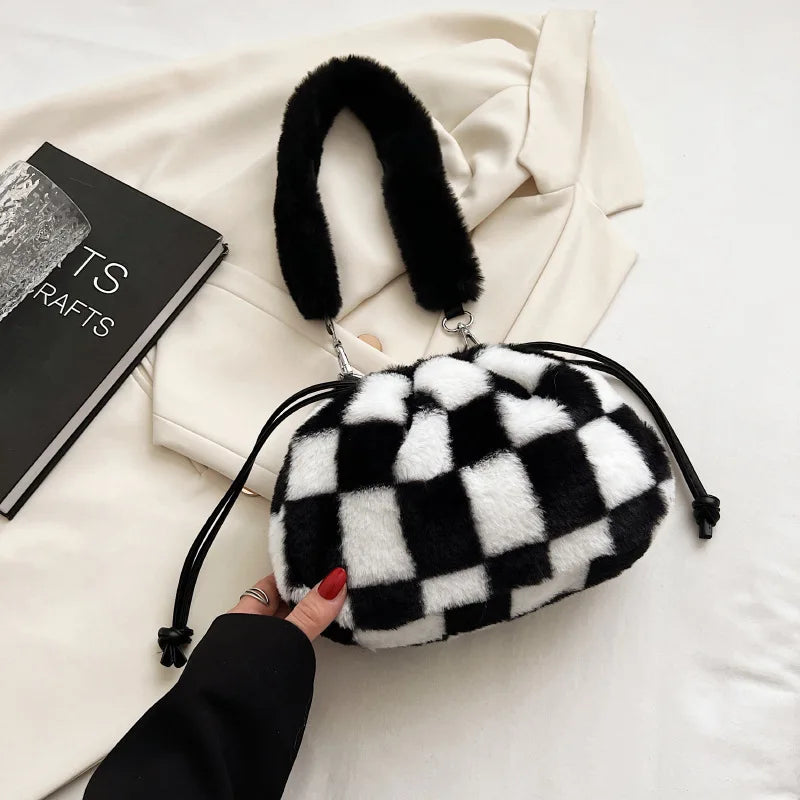 Plush Fur Shoulder Bag Winter Women's Bag Small Tote Bag