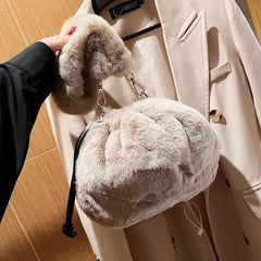 Plush Fur Shoulder Bag Winter Women's Bag Small Tote Bag
