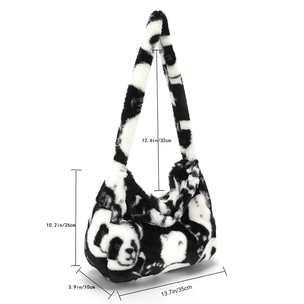 Fluffy Large Capacity Handbags for Women, Casual Soft Portable for Shopping
