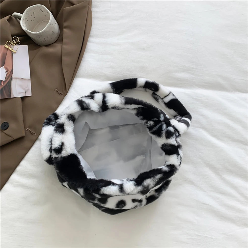 Fluffy Large Capacity Handbags for Women, Casual Soft Portable for Shopping