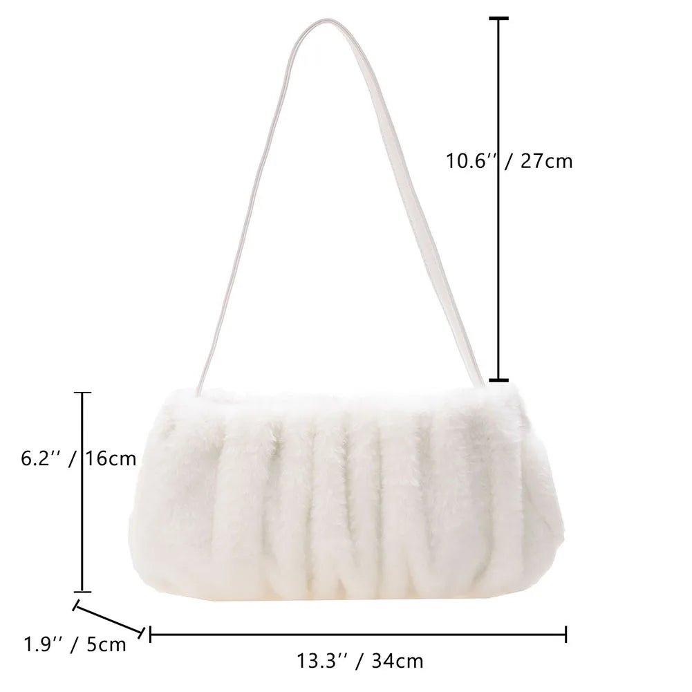Soft Cloud Casual Warm Solid Plush Ladies Handbags for Travel Vacation