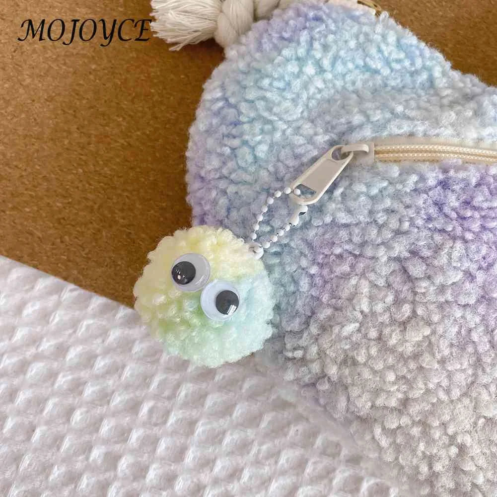 Plush Underarm Bag Lightweight Women Handbag with Cartoon Pendant