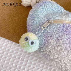 Plush Underarm Bag Lightweight Women Handbag with Cartoon Pendant