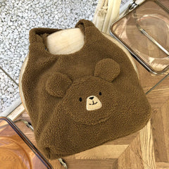 Plush Ladies Tote Bag - Bear Pattern Casual for Party