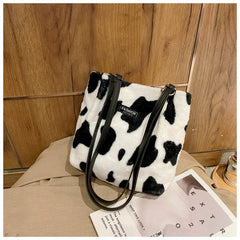 Plush Tote Bag for Women Autumn & Winter One-shoulder Bucket Handbag