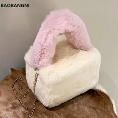 Plush Pillow Tote Bag Winter Soft Faux Fur Women's Handbag Shoulder Bag