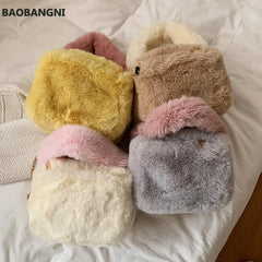 Plush Pillow Tote Bag Winter Soft Faux Fur Women's Handbag Shoulder Bag