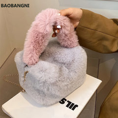 Plush Pillow Tote Bag Winter Soft Faux Fur Women's Handbag Shoulder Bag