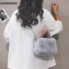 Plush Pillow Tote Bag Winter Soft Faux Fur Women's Handbag Shoulder Bag