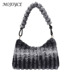 Fluffy Underarm Bag Vertical Plush Tote for Girls