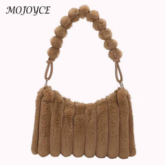 Fluffy Underarm Bag Vertical Plush Tote for Girls