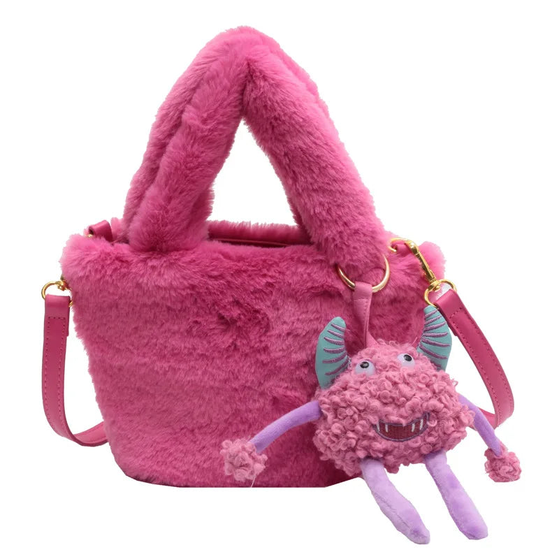 Winter Hair Ball Cross-body Bag with Hair Bucket