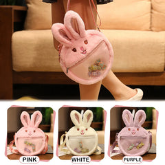 Fluffy Rabbit Crossbody Bag for Girls Women Zipper Shoulder Satchel H9