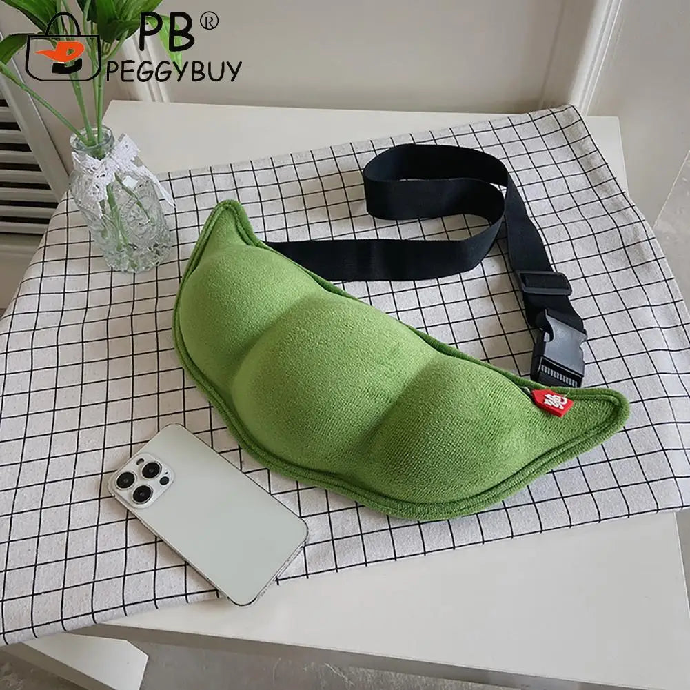 Plush Peas Shaped Female Shoulder Bag