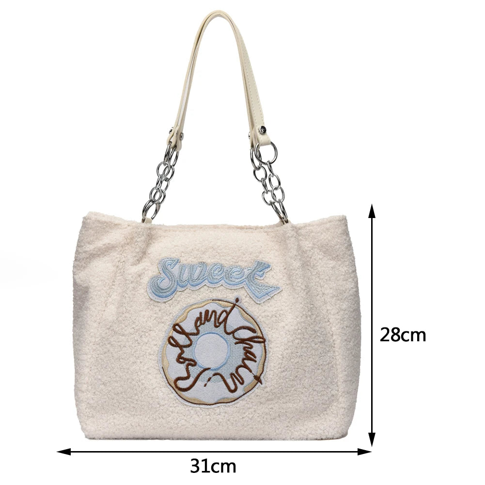 Plush Shoulder Bag Large Capacity Ladies Handbags