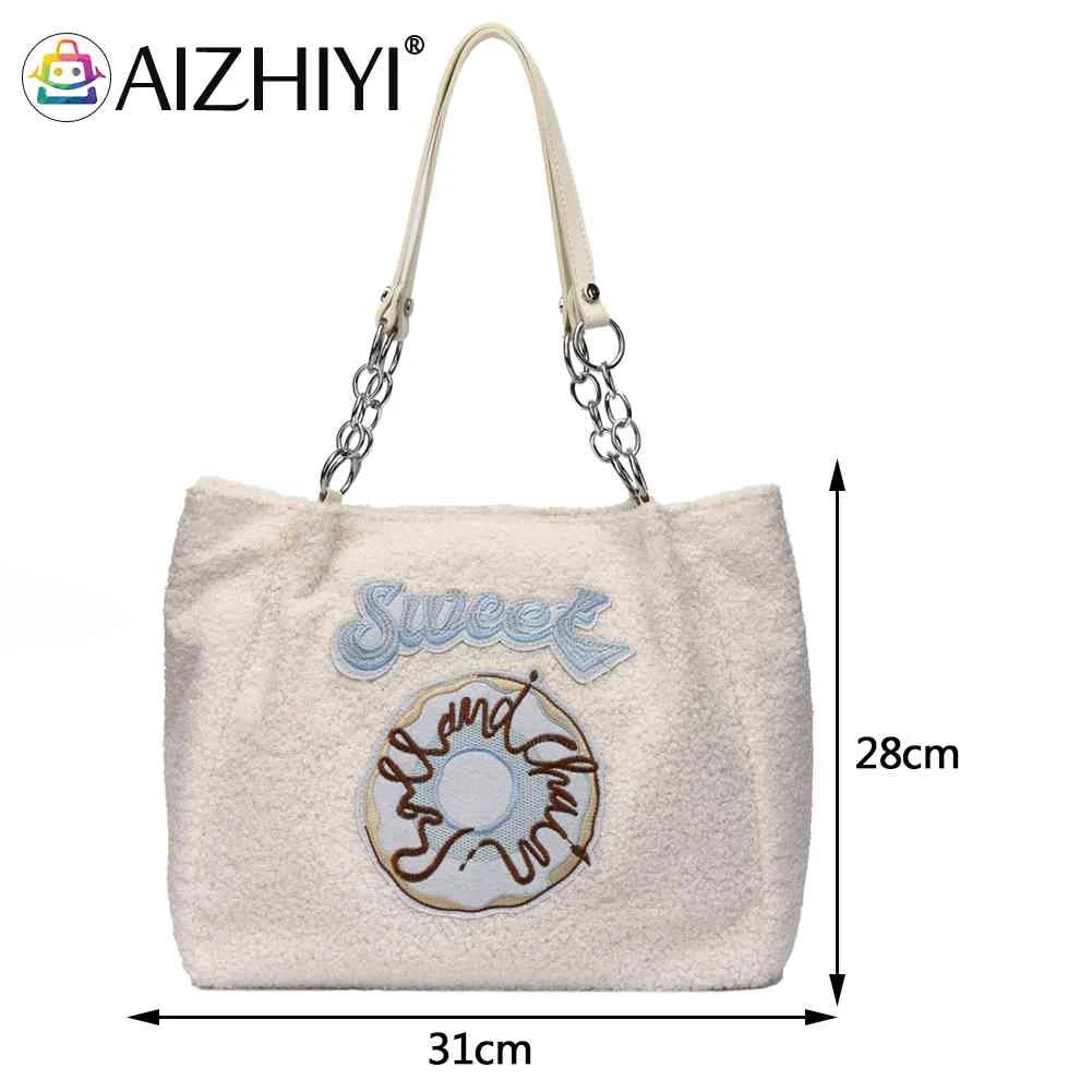 Plush Shoulder Bag Large Capacity Ladies Handbags Casual Chain Portable Zipper