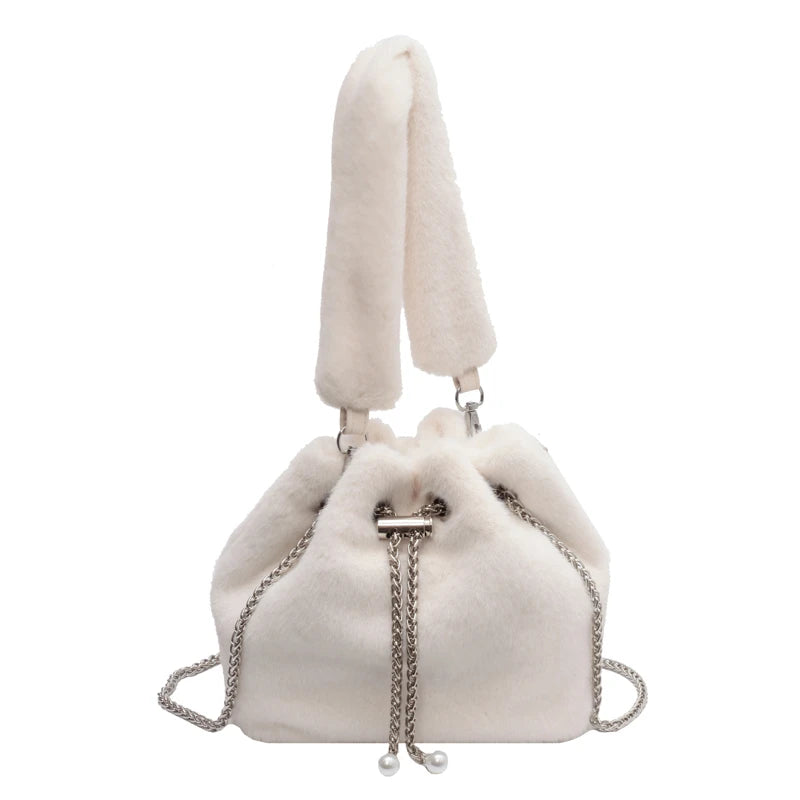 Western Style Plush Messenger Bag Bucket Handbag