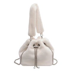 Western Style Plush Messenger Bag Bucket Handbag