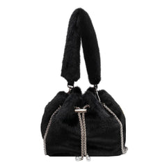 Western Style Plush Messenger Bag Bucket Handbag