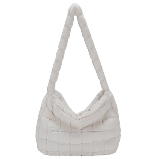Fluffy Shoulder Bag Large Capacity Casual Soft Handbag