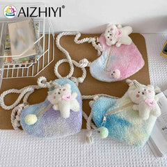 Plush Shoulder Bag Lightweight Soft Small Casual Zipper