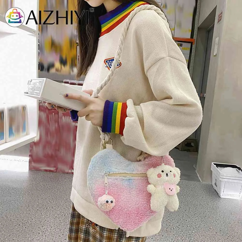Plush Shoulder Bag Lightweight Soft Small Casual Zipper