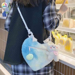 Plush Shoulder Bag Lightweight Soft Small Casual Zipper