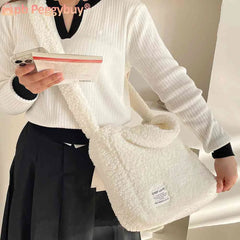 Plush Shoulder Bag Milky Autumn Winter Women Messenger Bag