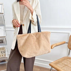 Faux Fur Shoulder Bag Women Large Capacity Casual Tote Bag