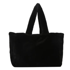 Winter Plush Shoulder Shopper Bag Women Large Tote Fluffy Fur Soft Fabric Handba