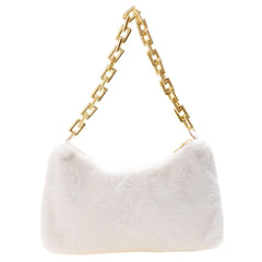 Plush Thick Chain Shoulder Bag Women Casual Underarm Bags Autumn Winter Handbags