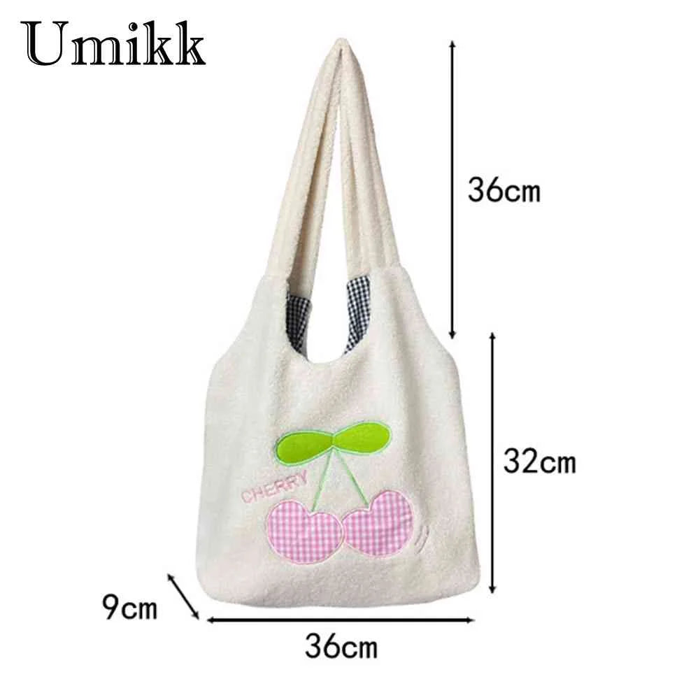 Cherry Cartoon Plush Top-handle Bag for Holiday Party