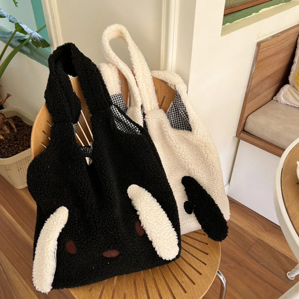 Plush Top-handle Bag Animal Pattern Large Capacity Soft Casual