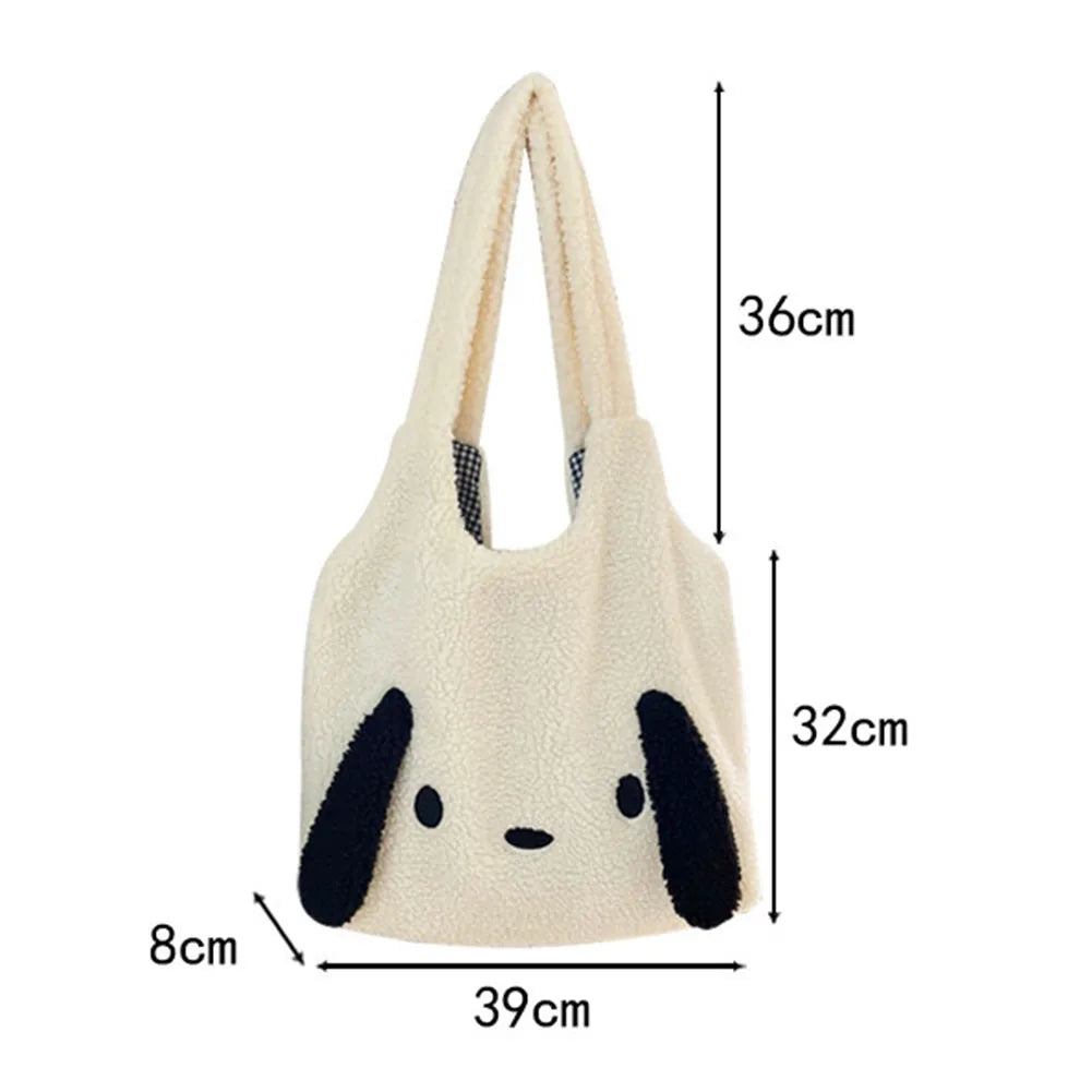 Fluffy Top-handle Bag Animal Pattern Large Capacity Soft Casual