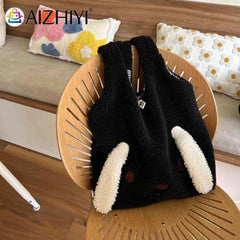 Fluffy Top-handle Bag Animal Pattern Large Capacity Soft Casual