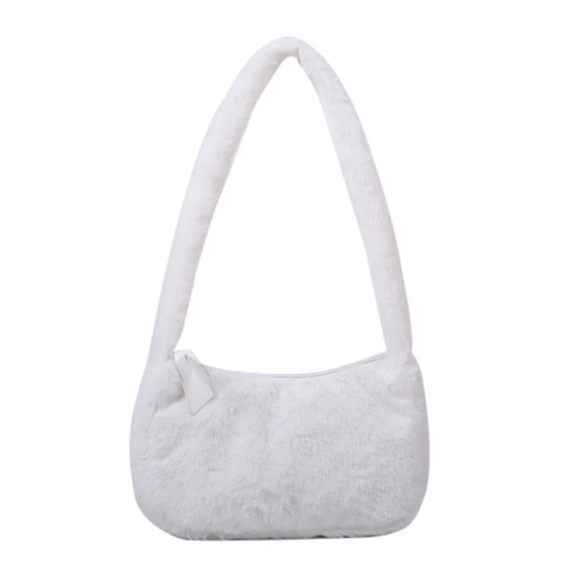 Fluffy Underarm Bag for Women - Y2K Furry Purse Tote