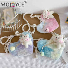 Plush Underarm Bag Lightweight Women Peach Heart Bag Soft Small Casual Zipper Po