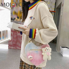 Plush Underarm Bag Lightweight Women Peach Heart Bag Soft Small Casual Zipper Po