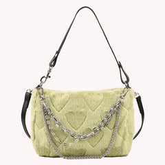 Plush Underarm Handbags Soft Fluffy Messenger Bag Chains Solid for Travel