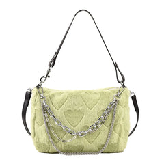 Plush Underarm Handbags Soft Fluffy Messenger Bag Chains Solid for Travel