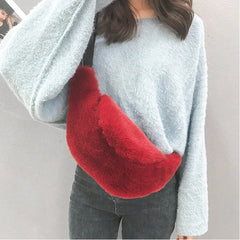 Winter Faux Fur Waist Bag Women Chest Belt Fanny Pack