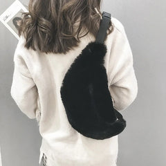 Winter Faux Fur Waist Bag Women Chest Belt Fanny Pack