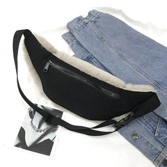 Winter Faux Fur Waist Bag Women Chest Belt Fanny Pack