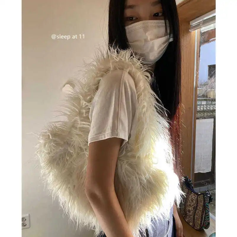 Furry Fluffy One-shoulder Bag Women's Portable Underarm Bag